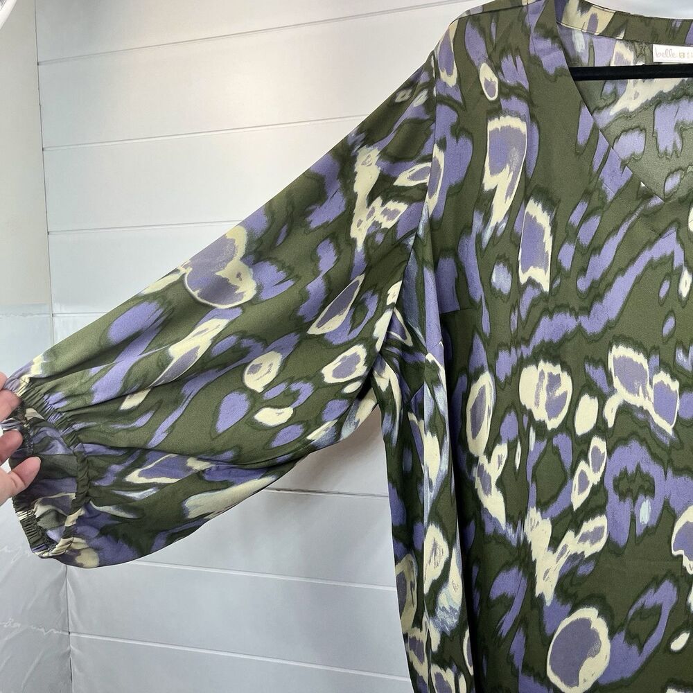Belle Kim Gravel Geometric Print Top Pullover Ballon Sleeve 3X Womans Boho - Picture 2 of 9